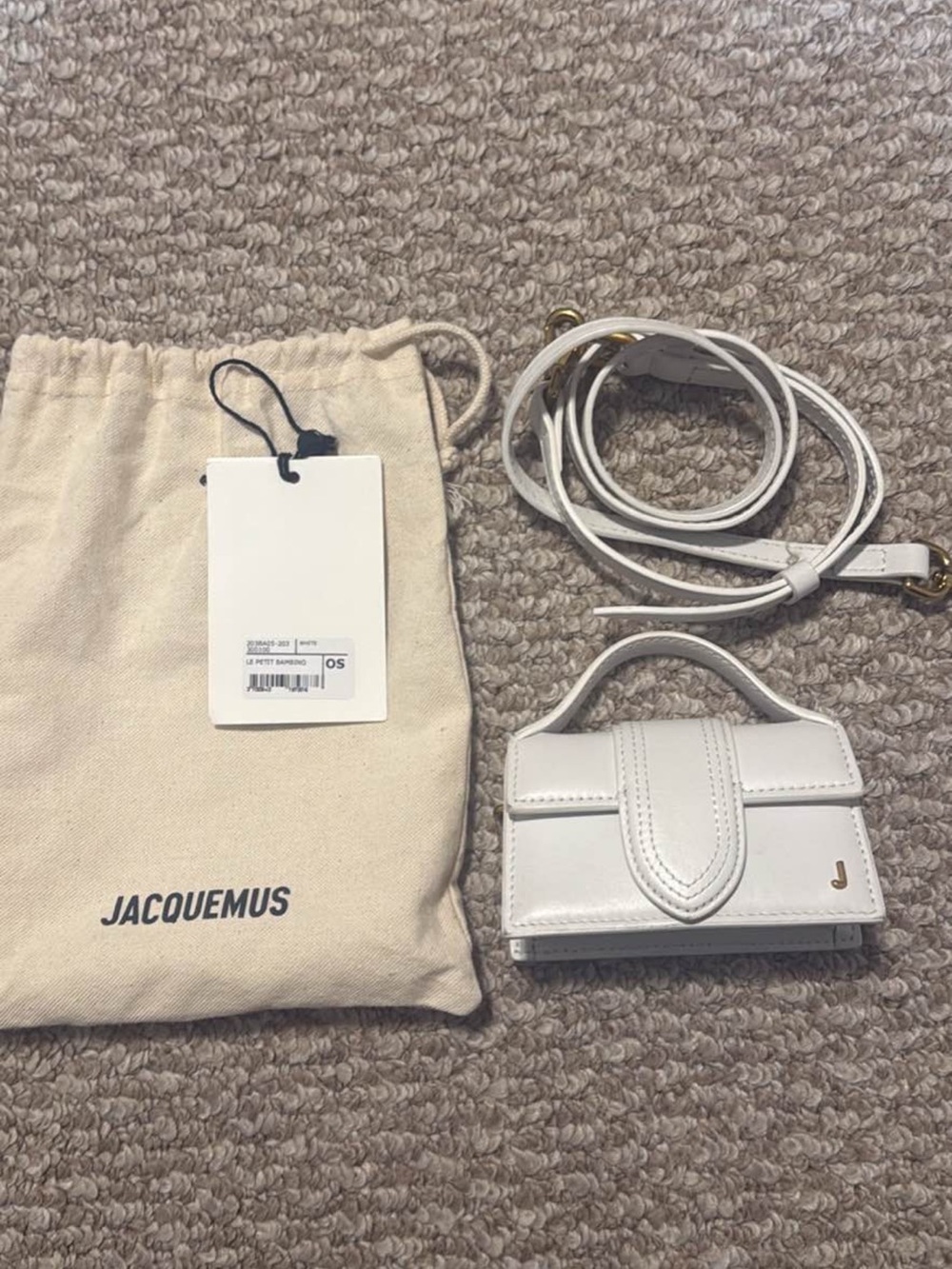 Jacquemus Small White Le Chiquito Mini Bag with Strap